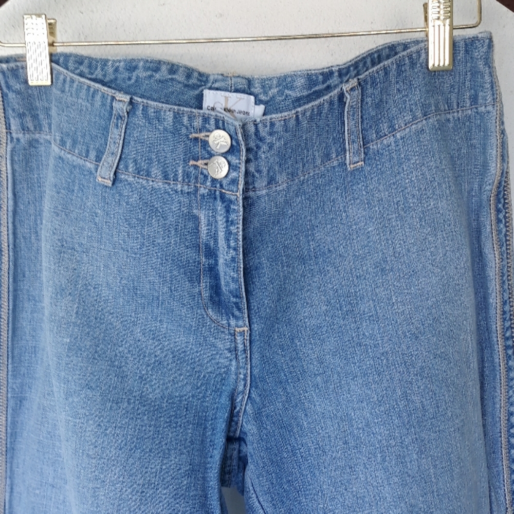 Calvin Klein washed-out denim flare jeans